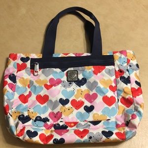 Multicolor heart print Brighton tote
